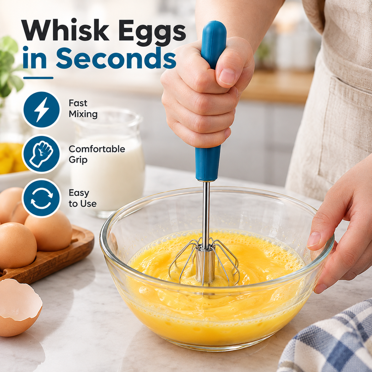 Press-Action Rotary Whisk